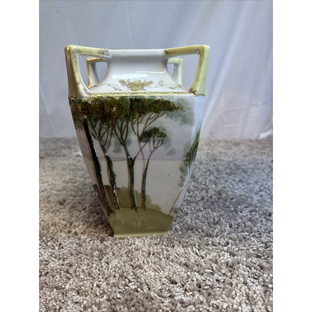 Nippon Hand Painted Vase with Oriental Custom Painting